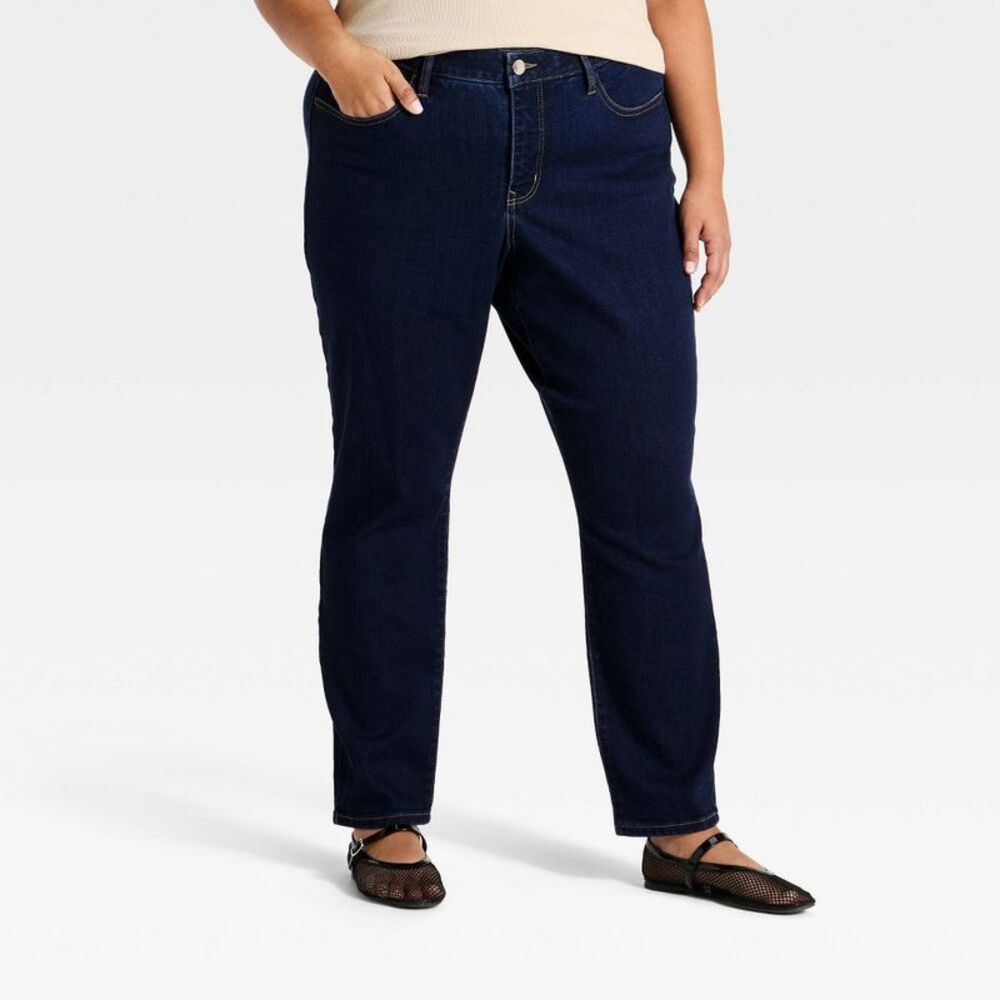 Women's Plus High-Rise Skinny Jeans - Ava & Viv Blue Denim 17